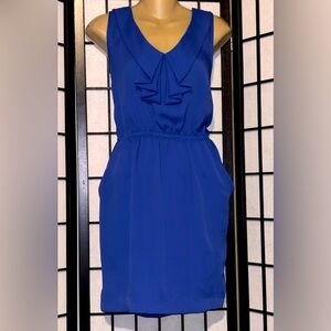 SILENCE & NOISE  Royal Blue Mini Dress. Ruffle front.
LG
